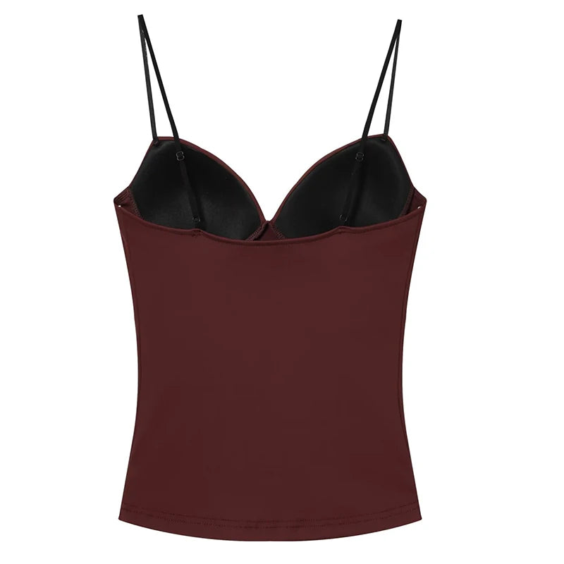 Top Corset Femme Satiné – Débardeur Ajusté Dos Nu Élégant