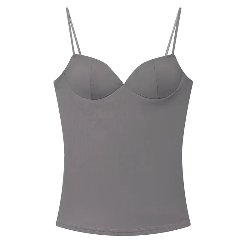 Top Corset Femme Satiné – Débardeur Ajusté Dos Nu Élégant