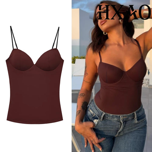 Top Corset Femme Satiné – Débardeur Ajusté Dos Nu Élégant