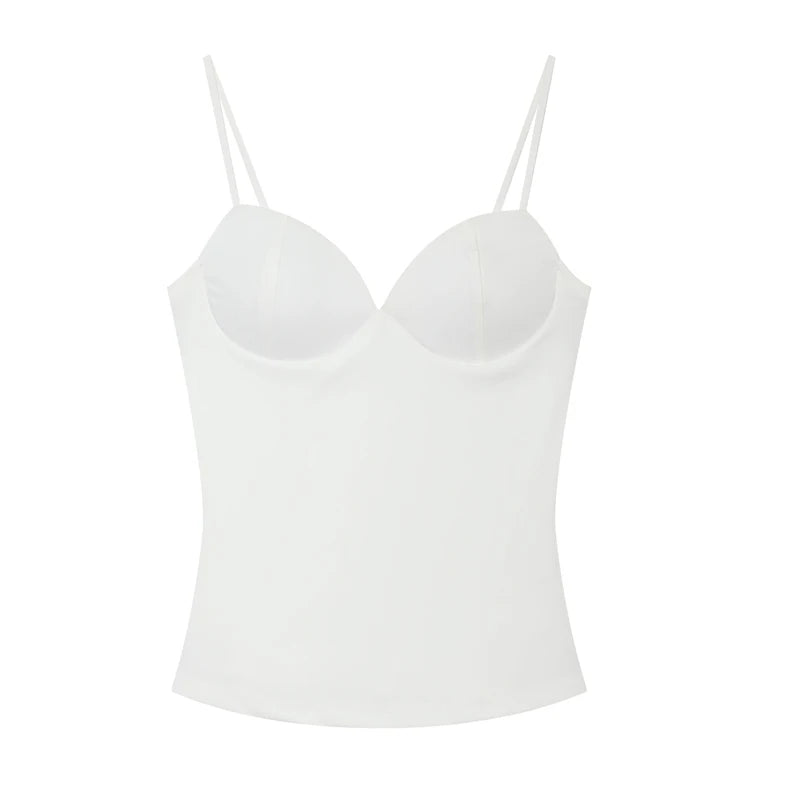 Top Corset Femme Satiné – Débardeur Ajusté Dos Nu Élégant