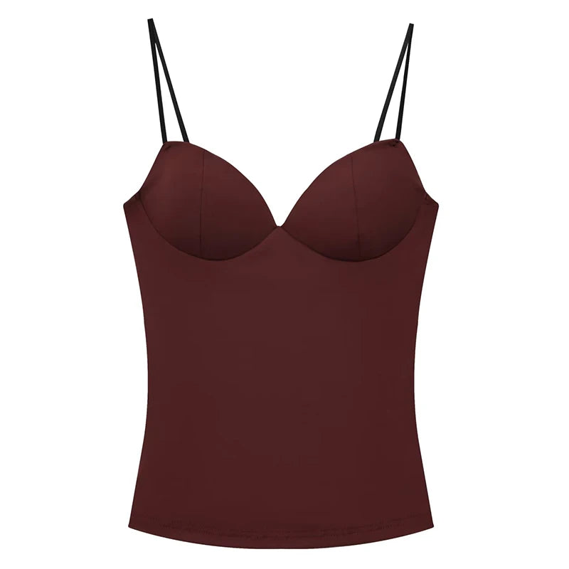 Top Corset Femme Satiné – Débardeur Ajusté Dos Nu Élégant