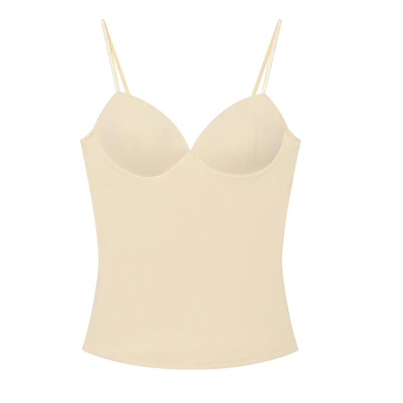 Top Corset Femme Satiné – Débardeur Ajusté Dos Nu Élégant